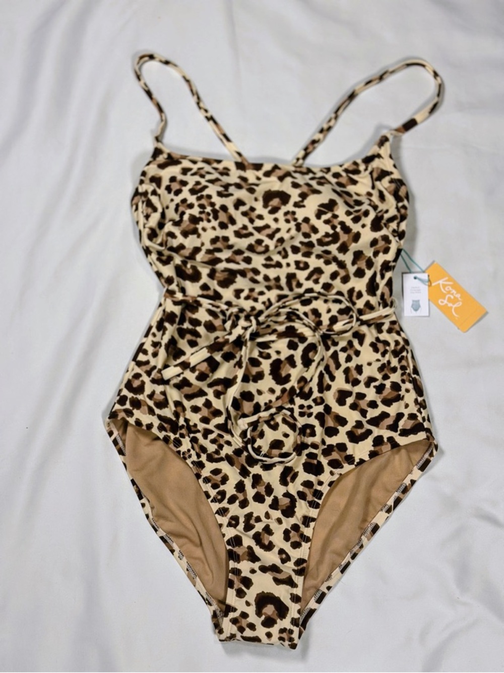 Kona Sol Brown and Tan Leopard-Print One-Piece